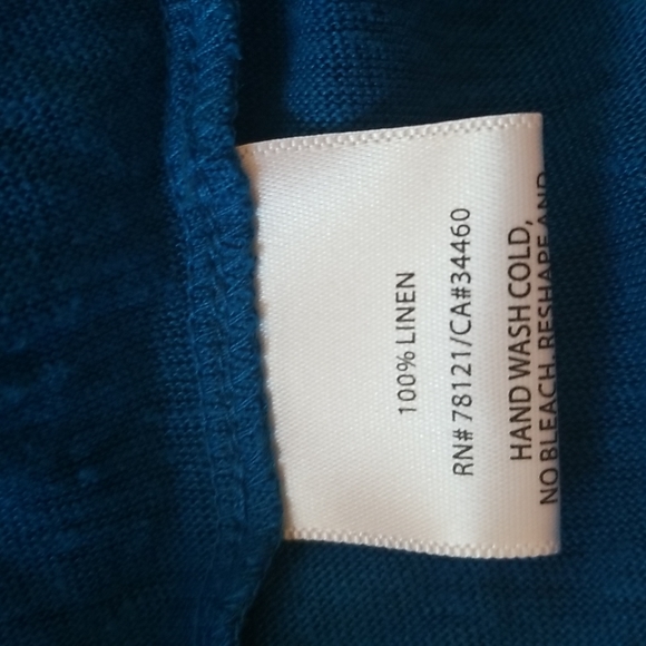 EILEEN FISHER Women Linen Casual Summer Beach Athleisure Hi Lo Top Blue sz L - Picture 7 of 7